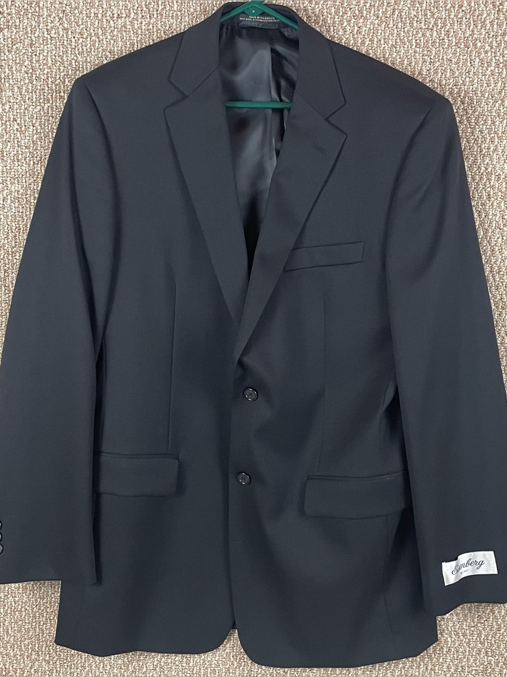 Eisenberg Blazer Jacket Men’s 40L Wool Blend Woven Gray Sport Coat Black NWT